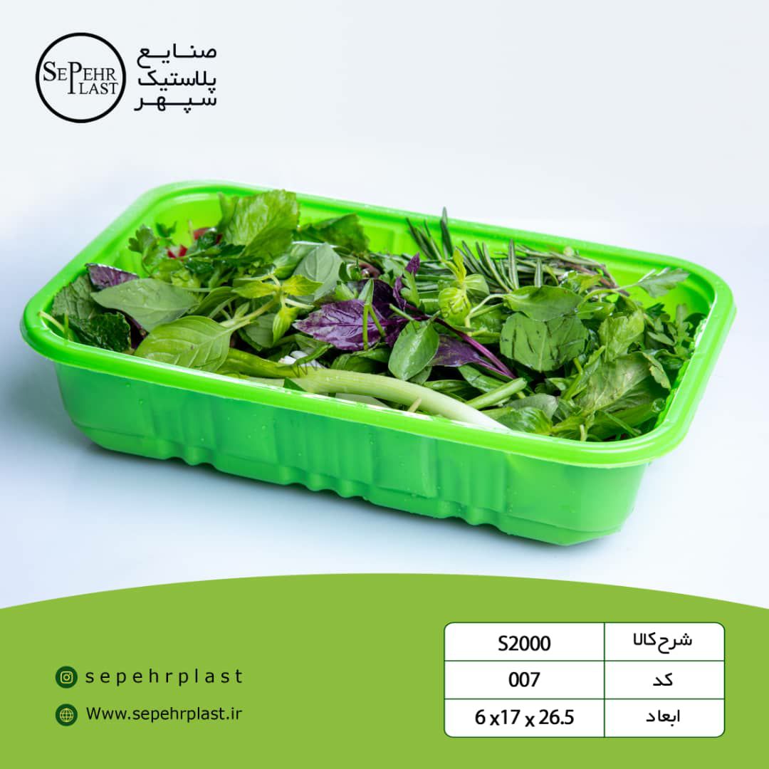 سینی بسته‌بندی سبزی و میوه سبز روشن ۲۶.۵×۱۷×۶ کد 007 (S2000)